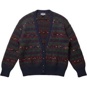 Vintage Princeton Club Dark Academia Mohair Blend Cardigan Sweater Striped Large
